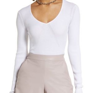 [Halogen] Ribbed V-neck Sweater